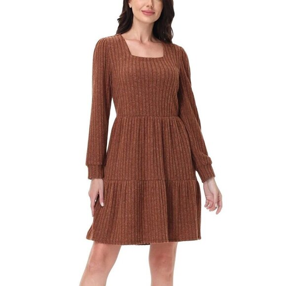 Frye Dresses & Skirts - NEW Frye Women's S Ribbed Knit Mini Dress Rust Long sleeve